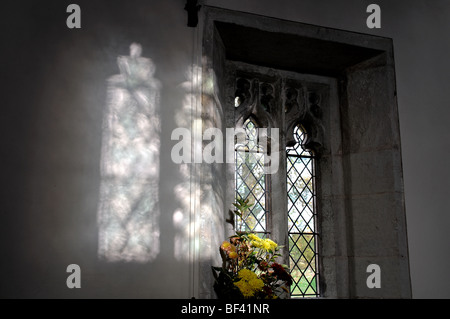 Diffuse light on wall from windows, St. Michael`s Church, Baddesley Clinton, Warwickshire, England, UK Stock Photo